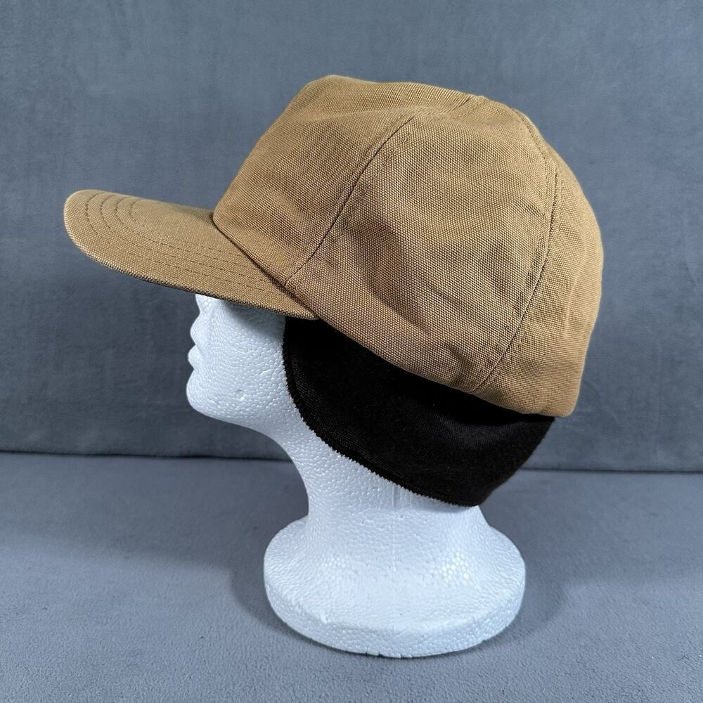 Vintage Duck Canvas Winter Ear Flap Hunting Hat Cap Brown Quilted Lined USA L - Picture 2 of 7